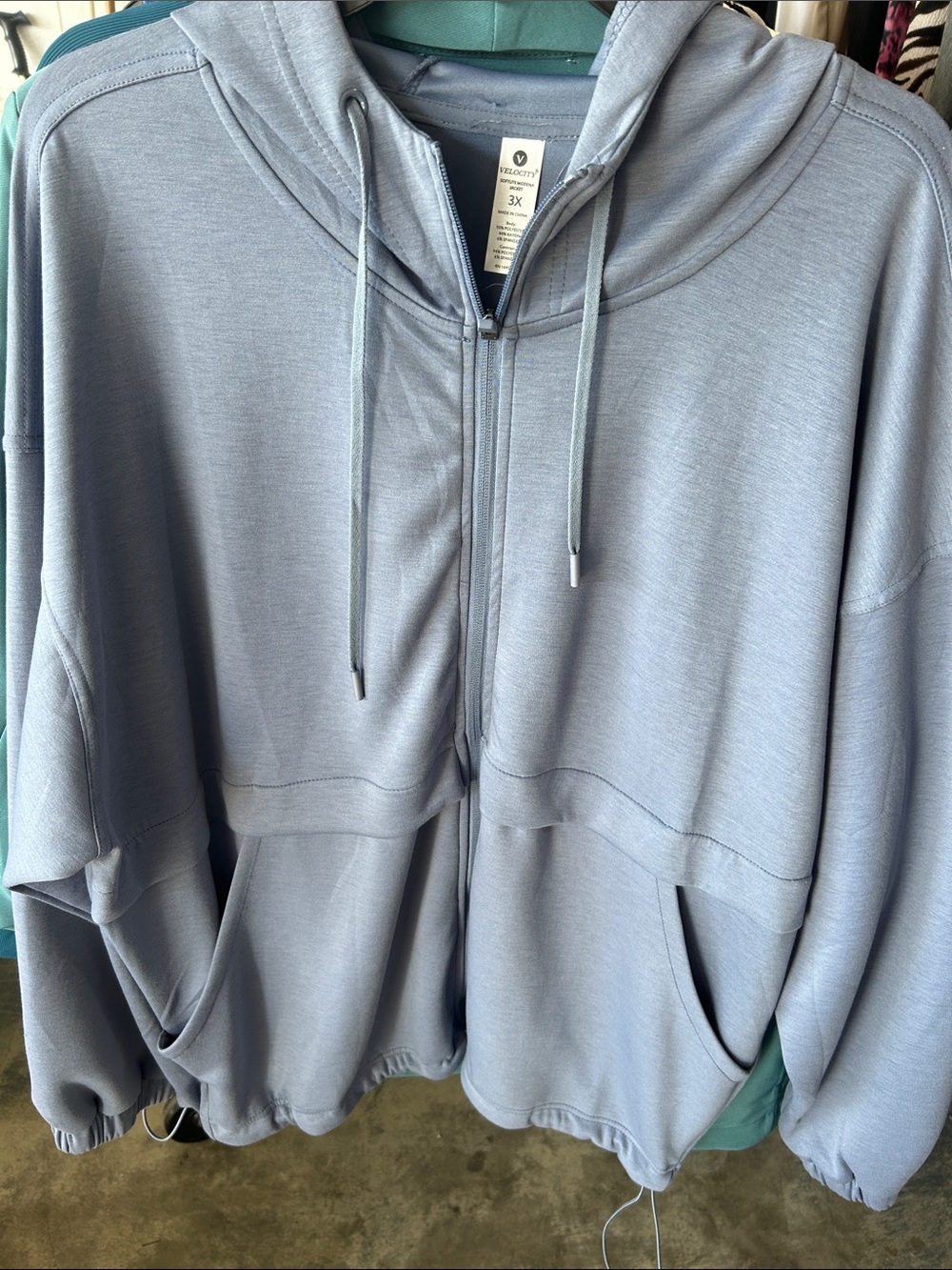 Velocity Men's Sky Blue Full-Zip Hooded Sweatshirt